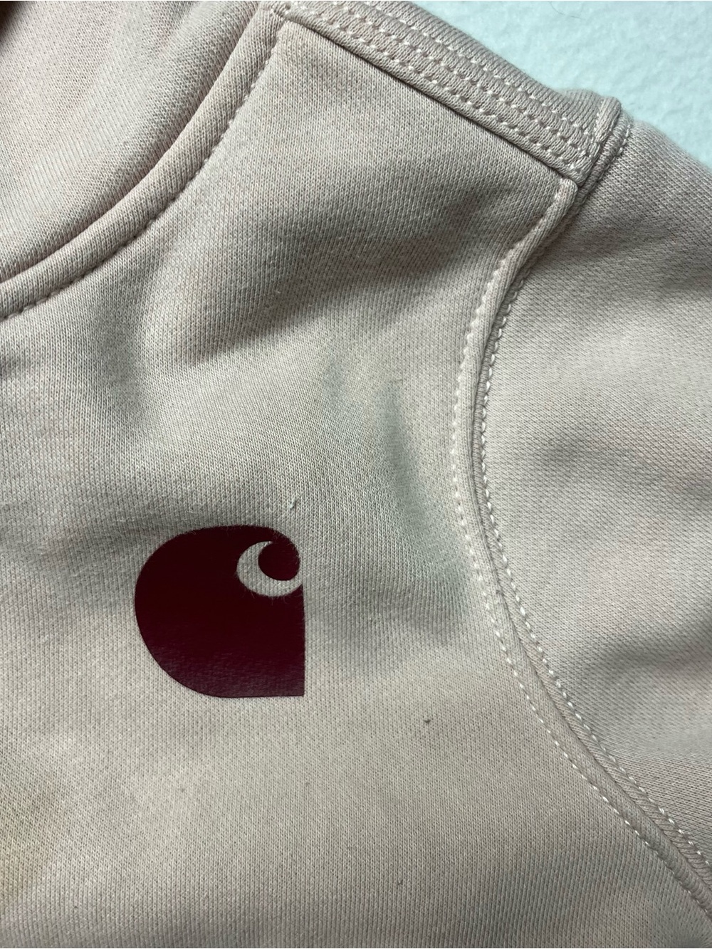 Carhartt Relaxed Fit Pullover Hoodie Youth S Beige Logo Hood Pockets - Picture 3 of 7